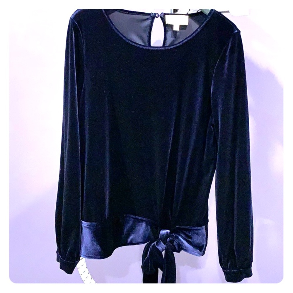 Anthropologie Navy Velvet Top